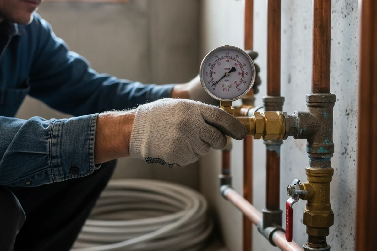 Pressure testing a repaired line during Water Line Repair in Chauvin